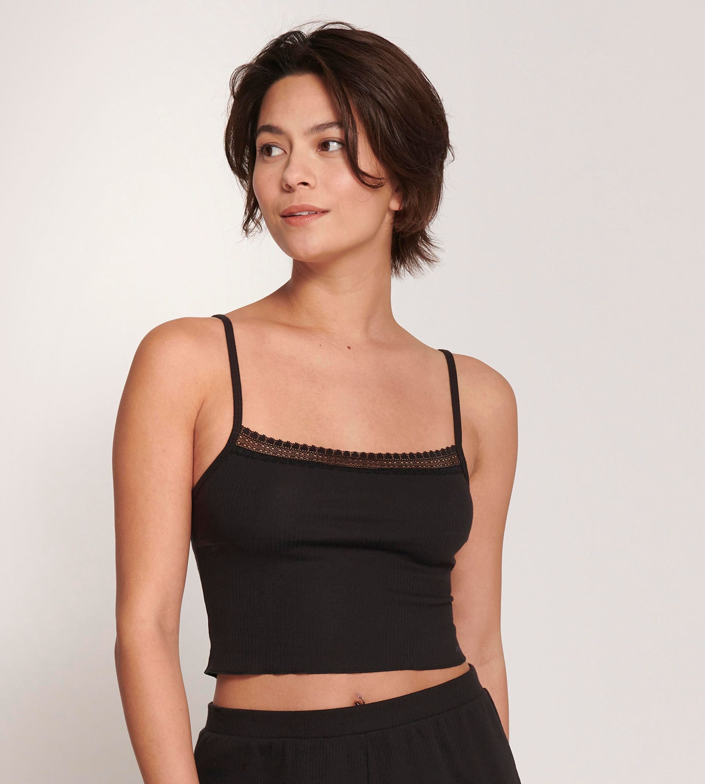 Sloggi go ribbed crop top negru